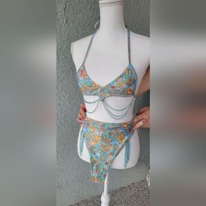 Rave After Rave Psychedelic Festival Bikini Set Small Chain Y2K Swim